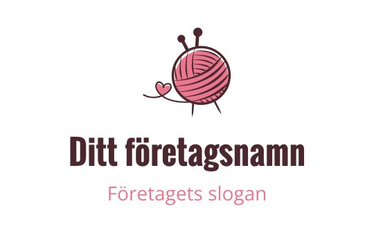 Lekfullt garnboll logo design med ett hjärta och stickor