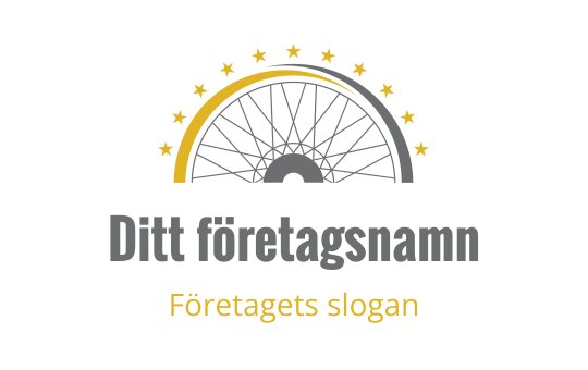 Modern hjul logotypdesign med stjärnor och en gul båge