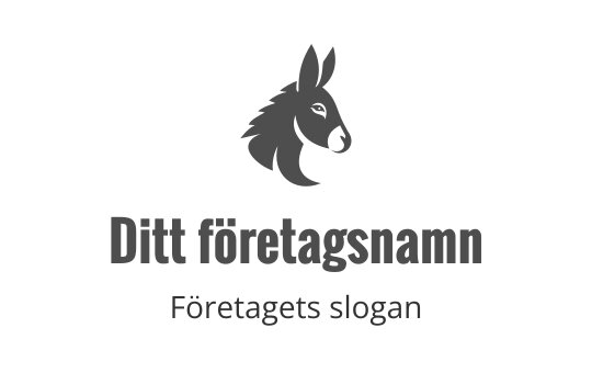 Stiliserad logo design av ett åsnans huvud i grått med fet typografi