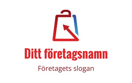 Modern röd och blå logotypdesign med en shoppingväska och en pil