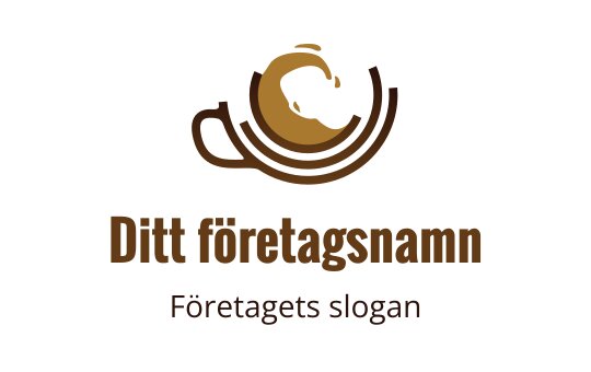 Elegant logotypdesign av en kaffekopp med virvlande ånga i varma toner