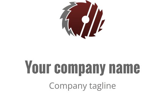 Modern logotypdesign av cirkelsågblad i röd och grå nyanser