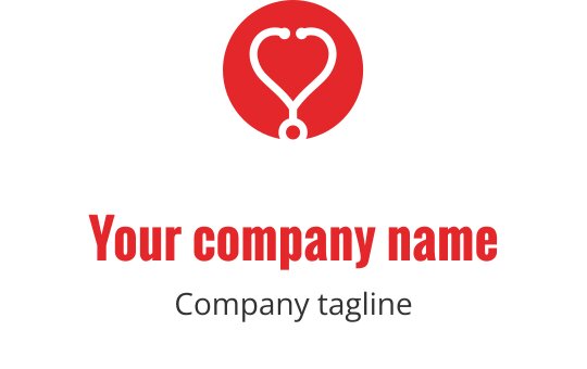 Modern logotypdesign med ett stetoskop i hjärtform