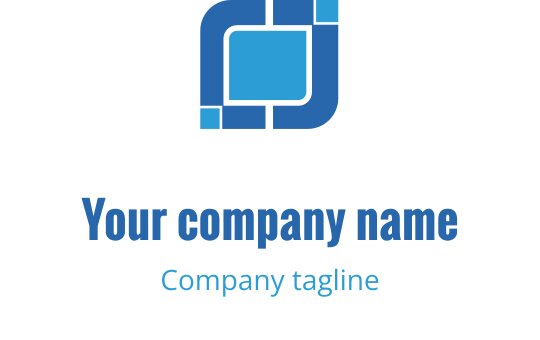 Modern blå logotypdesign med geometriska former och rena linjer
