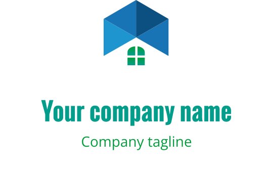Modern logotypdesign med en stiliserad teal- och blå trädkonstruktion med gröna accenter
