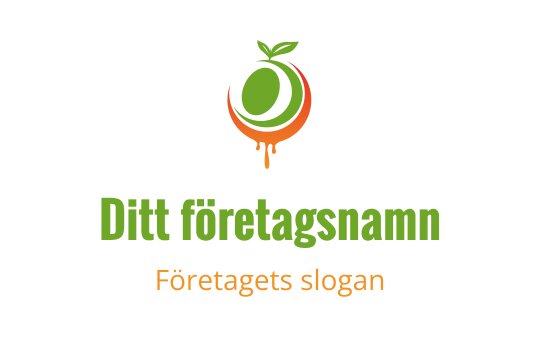 Fräsch grön och orange logotypdesign med en stiliserad frukt och blad