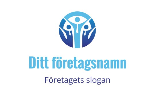 Modern logotypdesign med abstrakta figurer i blå nyanser
