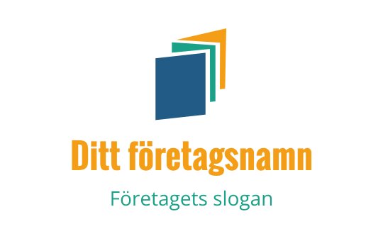 Modern logotypdesign med staplade blå och orangea rutor