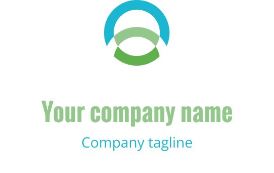 Modern logotypdesign med överlappande blå och gröna bågar