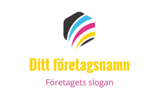 Modern logodesign med livliga böjda linjer i blått, rosa och gult