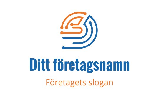 Modern logotypdesign med sammanlänkade linjer i blått och orange