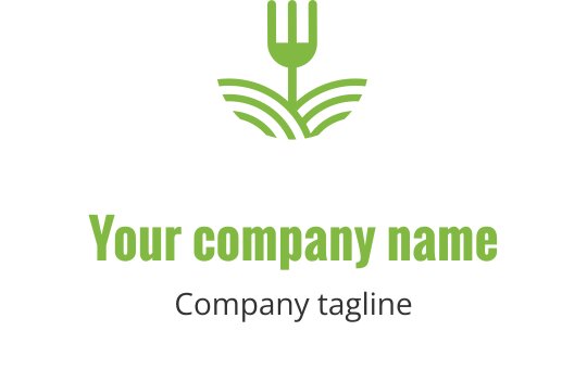Modern limegrön logotypdesign med en stiliserad gaffel