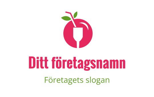 Färgglad logotypdesign med ett glas och frukt med ett blad