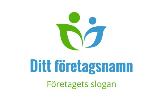 Modern logotypdesign med två abstrakta figurer i grönt och blått