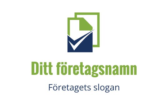 Modern logotypdesign med en bock och dokumentikon i grönt och blått