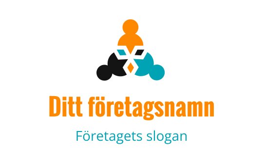 Färgglad logotypdesign med sammanlänkade former i orange, svart och teal