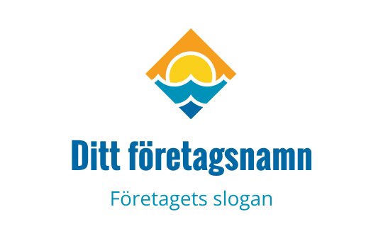 Färgglad logotypdesign med en sol över stiliserade vågor i diamantform