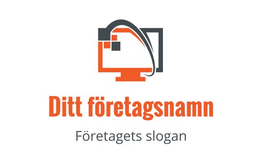 Modern logotypdesign med en datorskärm och stiliserad anslutningslinje