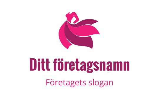 Elegant logotypdesign med en stiliserad figur och flödande rosa element