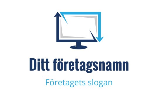Modern logotypdesign med en datorskärm och pilar som visar rörelse