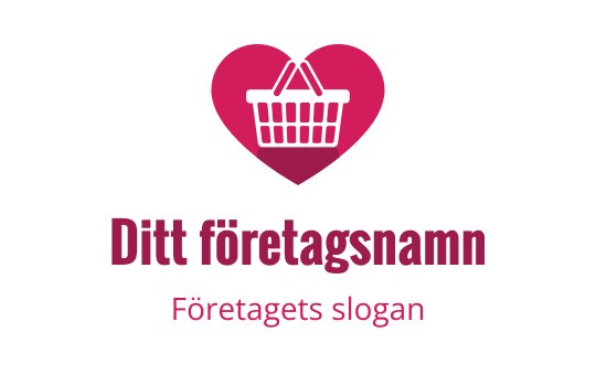 Hjärta-formad logo med en shoppingkorg i mitten