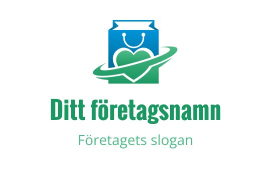 Modern logotypdesign med en shoppingpåse och hjärta i gröna nyanser