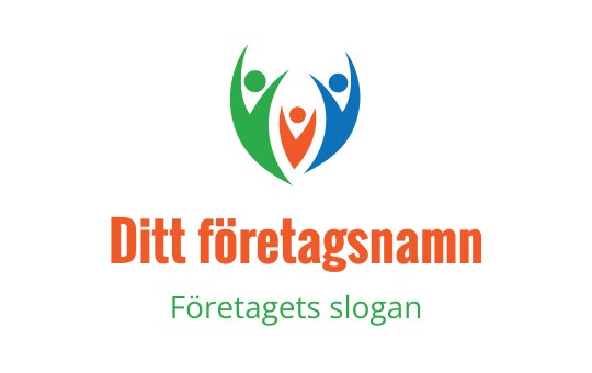 Färgglad logotypdesign med abstrakta figurer i grönt, blått och orange