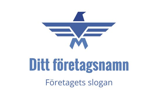 Modern blå logotypdesign med en stiliserad örn med vingar