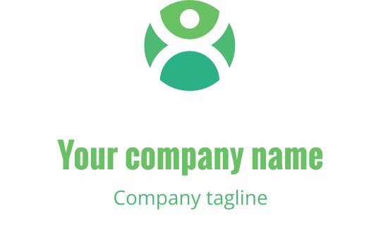 Modern grön logotypdesign med en cirkulär figur och rundade former