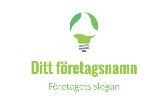 Modern logotypdesign med ljuskälla och gröna bladdetaljer