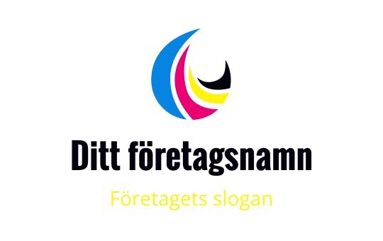 Färgglad abstrakt logotypdesign med böjda former i blått, rosa och gult