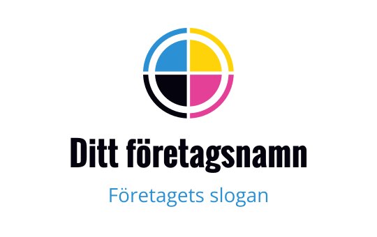 Färgglad cirkulär logotypdesign med blå, gul, rosa och svarta segment
