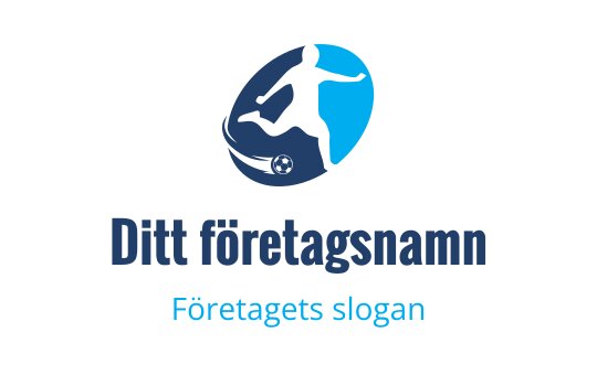 Dynamisk logotypdesign med en silhuett av en fotbollsspelare i rörelse