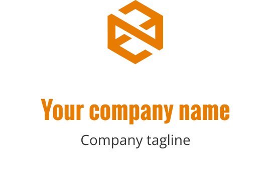 Modern geometrisk logotypdesign med en orange hexagonform