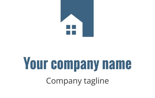 Modern turkos logotypdesign med en stiliserad hus-silhuett