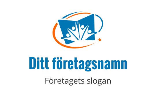 Kreativ blå och orange logotypdesign med en stiliserad bok och människor