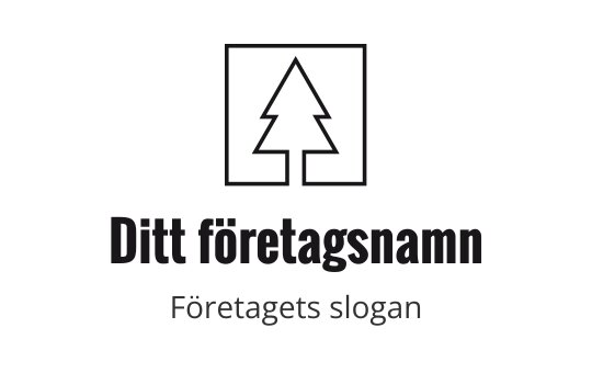 Minimalistisk logotypdesign med ett stiliserat träd i en fyrkantig ram