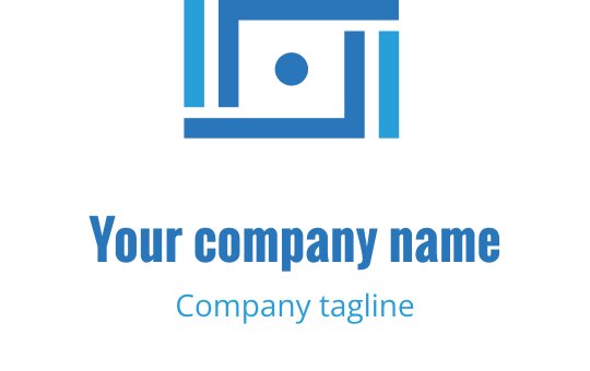Modern blå och teal logo design med en stiliserad kameraform