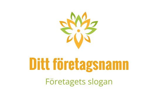 Färgglad blommig logotypdesign med gröna och orange blad