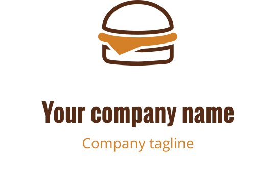 Enkel hamburgerlogo med en brun bulle och orange accent