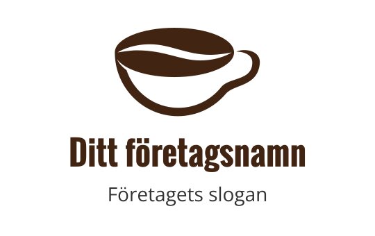 Kaffekoppens logotypdesign med bruna färger och böjda linjer
