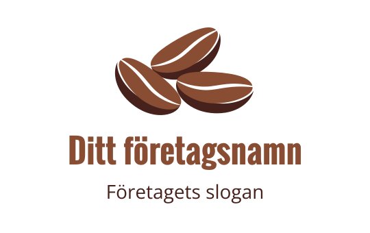 Logotypdesign med tre stiliserade bruna kaffebönor
