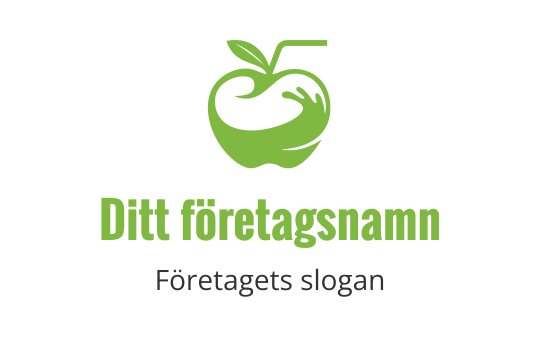 Modern design av ett grönt äpple med hand och blad