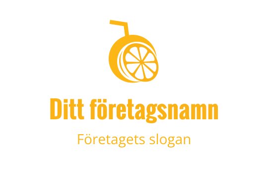 Kreativ orange citruslogo med ett sugrör och skivade frukter