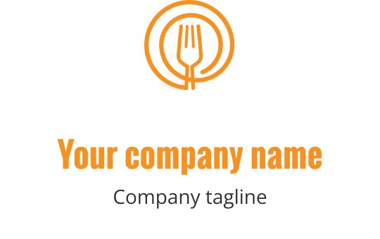 Modern logotypdesign med en gaffel inuti en cirkulär kontur
