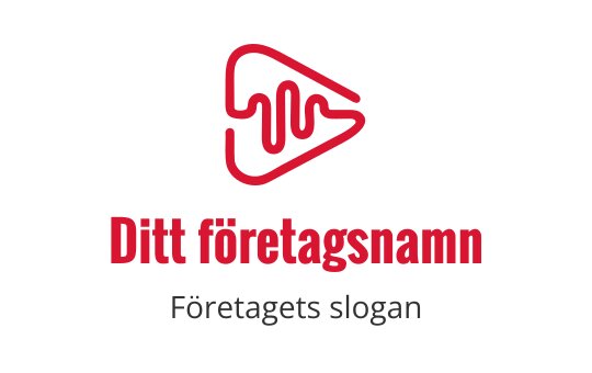 Modern röd logotypdesign med en stiliserad ljudvåg och triangulär form
