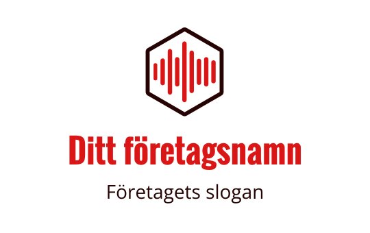 Modern hexagonal logotypdesign med röda ljudvågelement