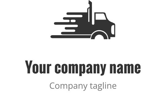 Dynamisk lastbil logo design med rörelselinjer i mörkgrått
