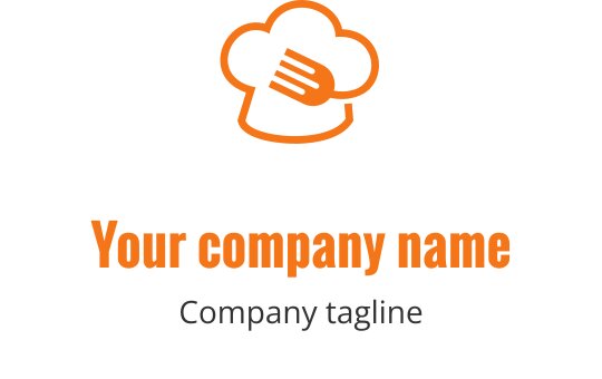 Kockhatt logo design med en gaffel och sked i orange