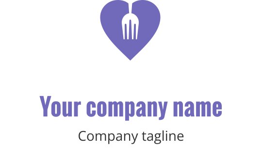 Modern blå logotypdesign med stiliserade gafflar i en dynamisk arrangemang